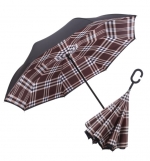 Black/Coco Plaid Inside-Out Umbrella